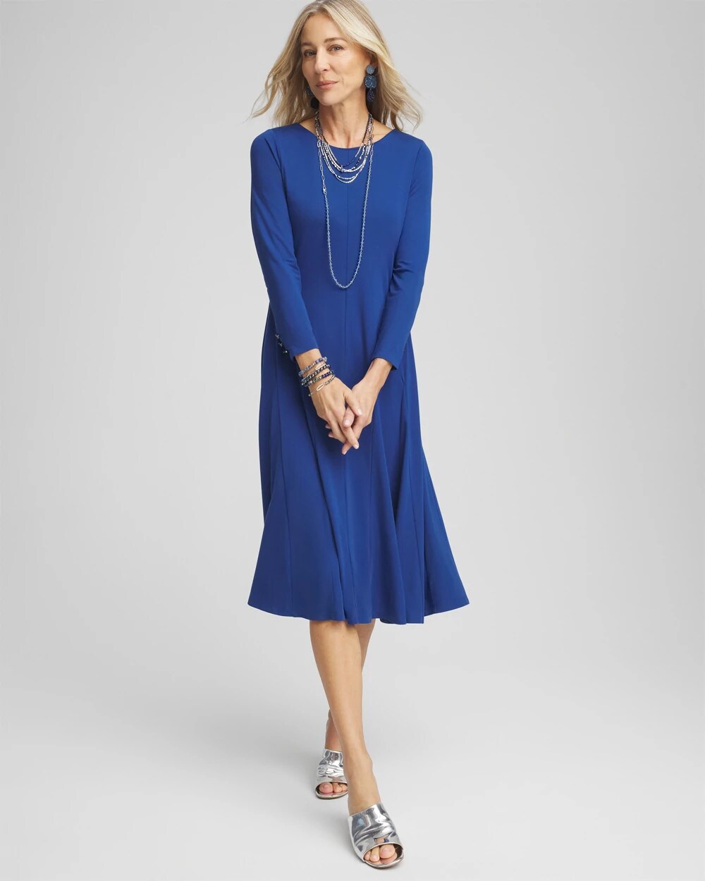 knee length dresses for ladies Ponte Embroidered A-Line Dress