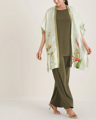 Botanical-Print Silk Ruana Wrap