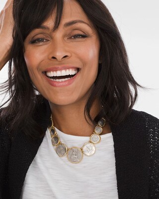 Mixed-Metal Coin Bib Necklace