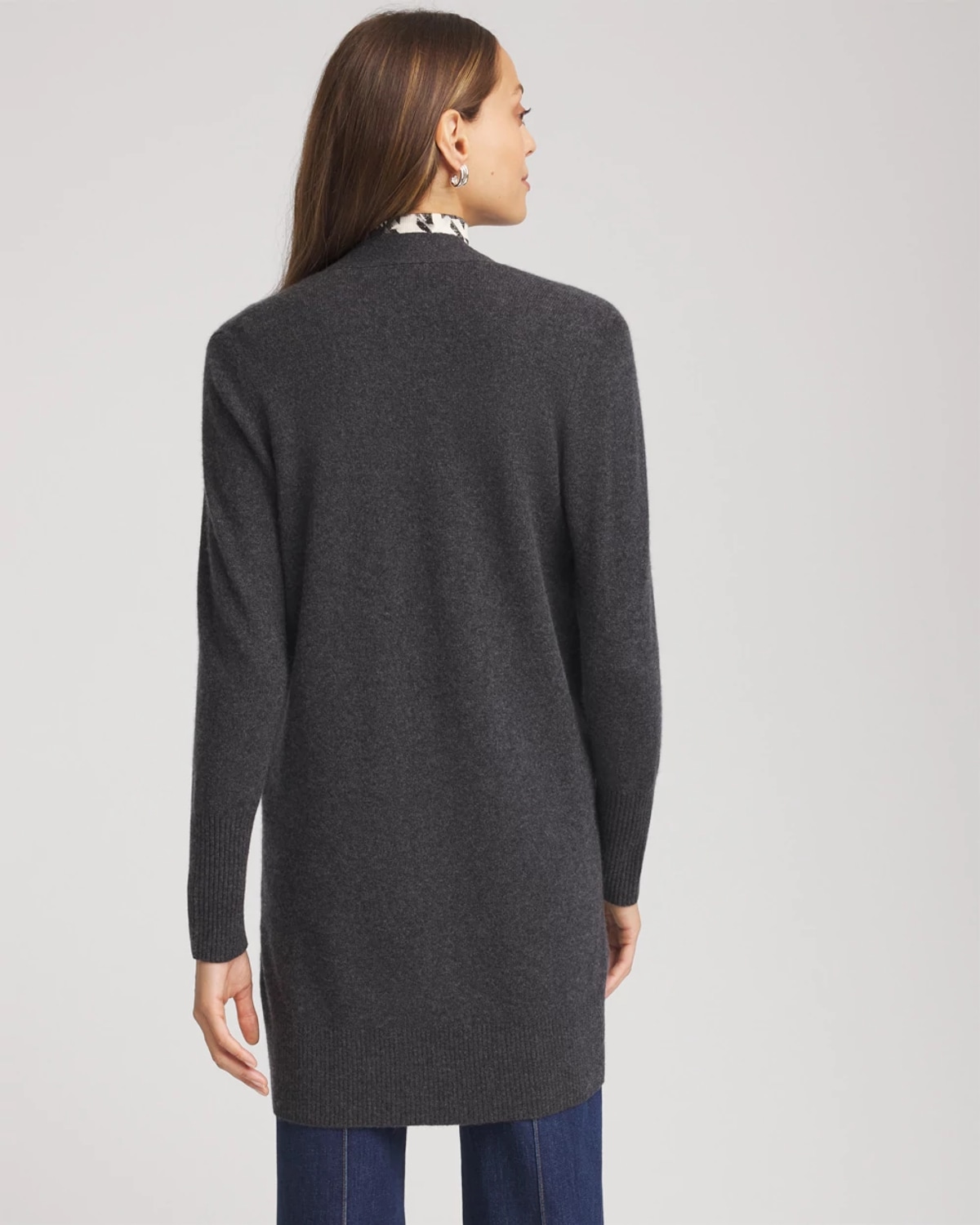 Chico's Cashmere Duster Cardigan Sweater In Dark Grey In Gray