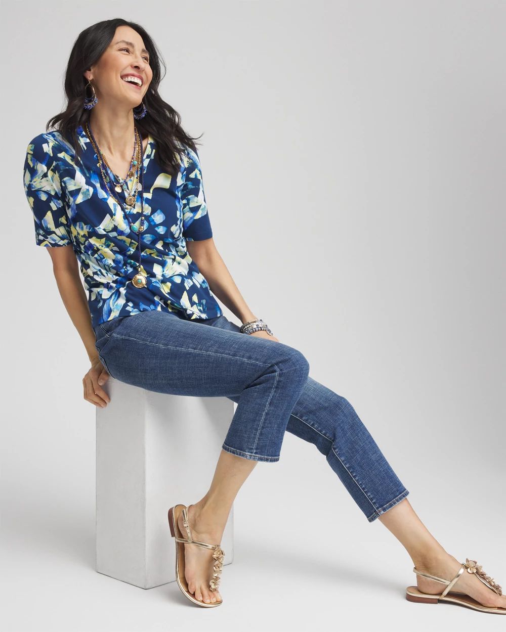 Petal Print Perfect V-Neck Tee
