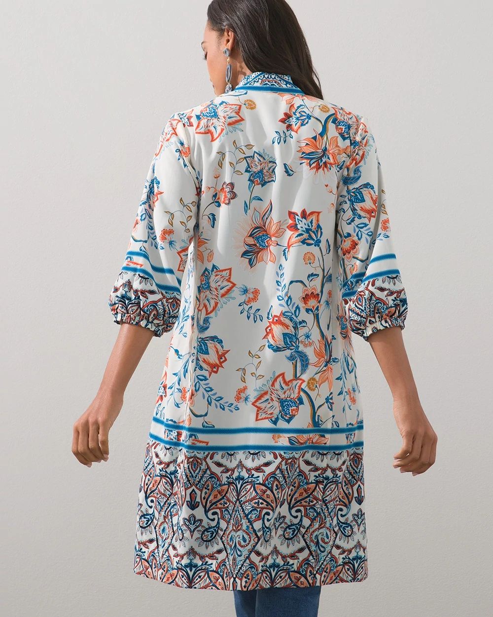 Barrel Sleeve Floral Print Duster