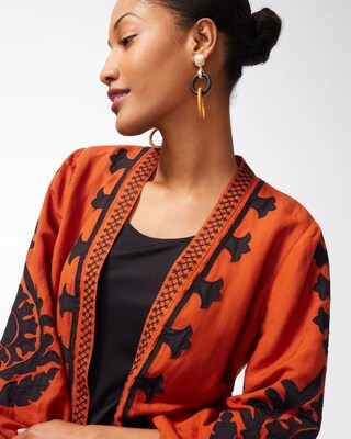 Linen Blend Applique Jacket