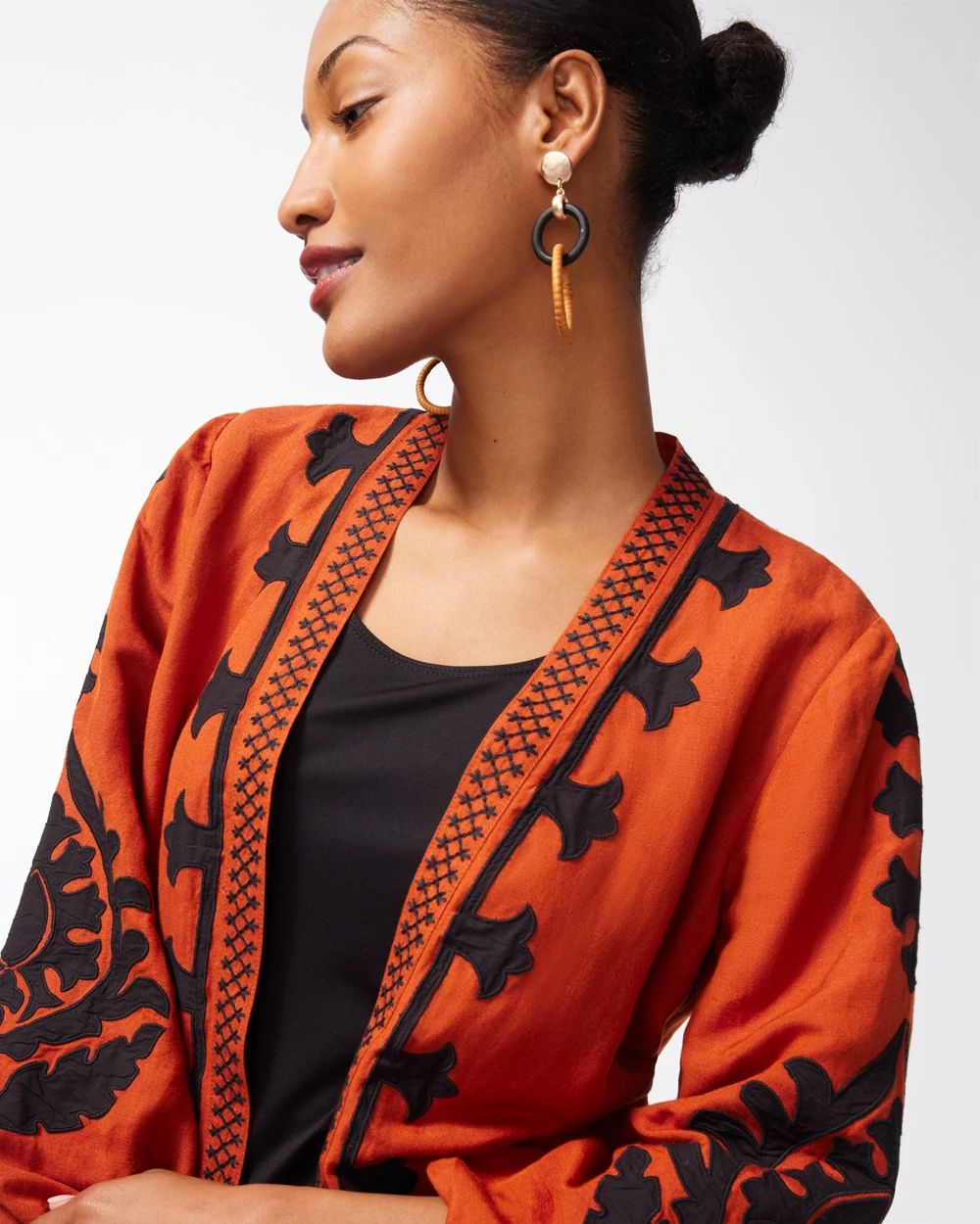 Linen Blend Applique Jacket