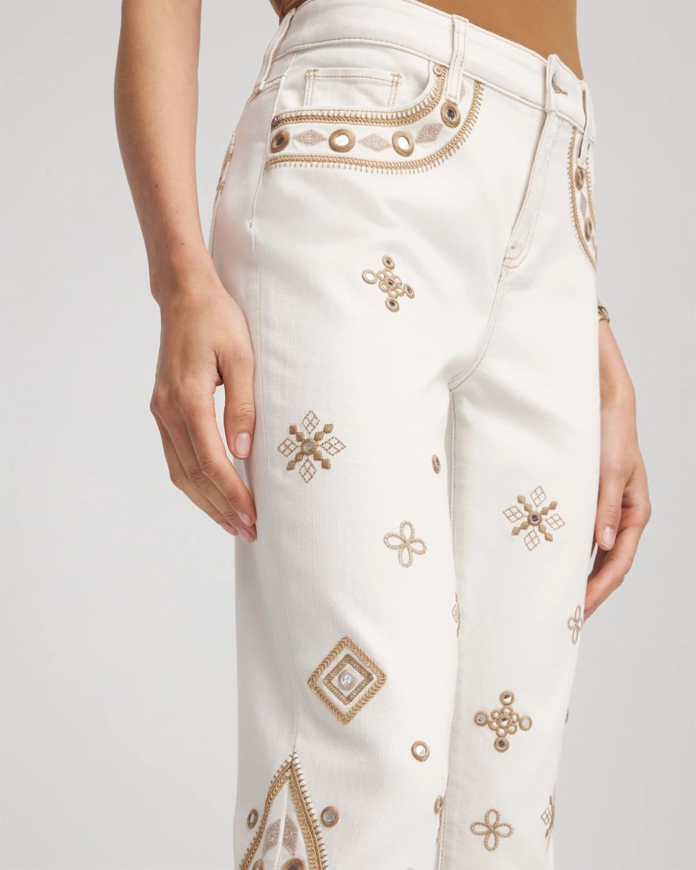 Embellished Girlfriend Skinny Ankle Jeans