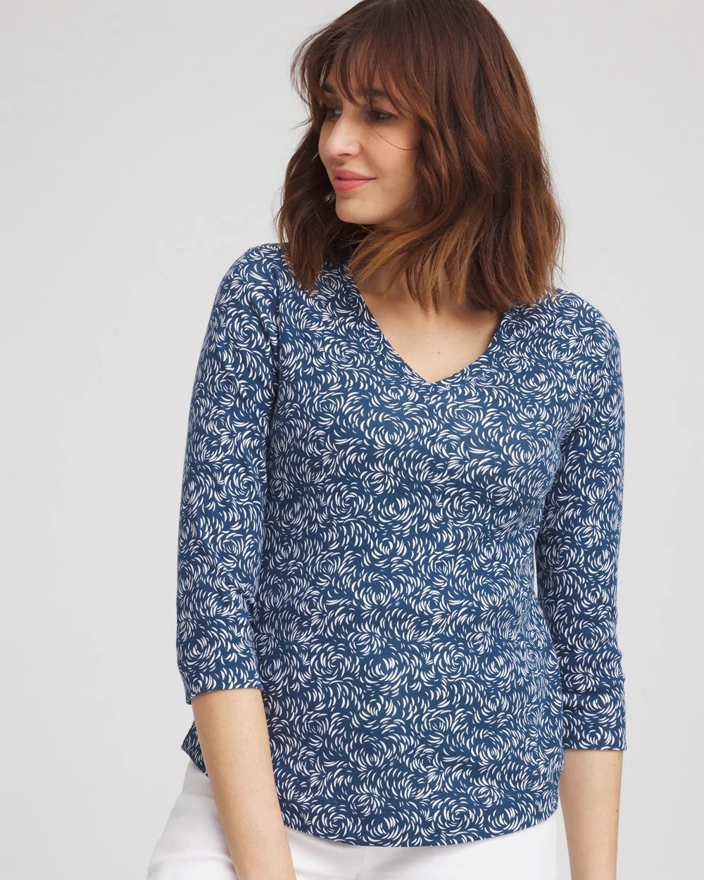 Printed Pima 3/4 Sleeve Tee