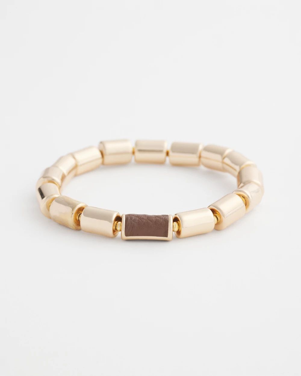 Gold Tone Barrel Stretch Bracelet