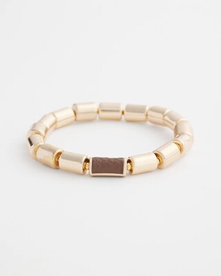 Gold Tone Barrel Stretch Bracelet