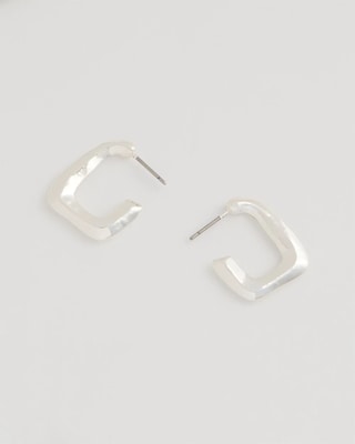 Mini Silvertone Square Earrings click to view larger image.