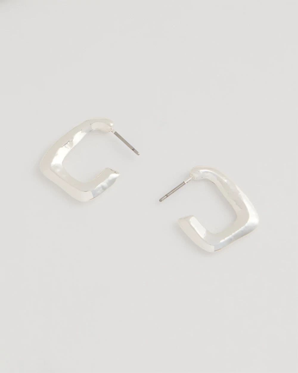 Mini Silvertone Square Earrings