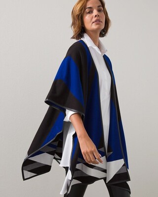 Faux Leather Trim Sweater Ruana
