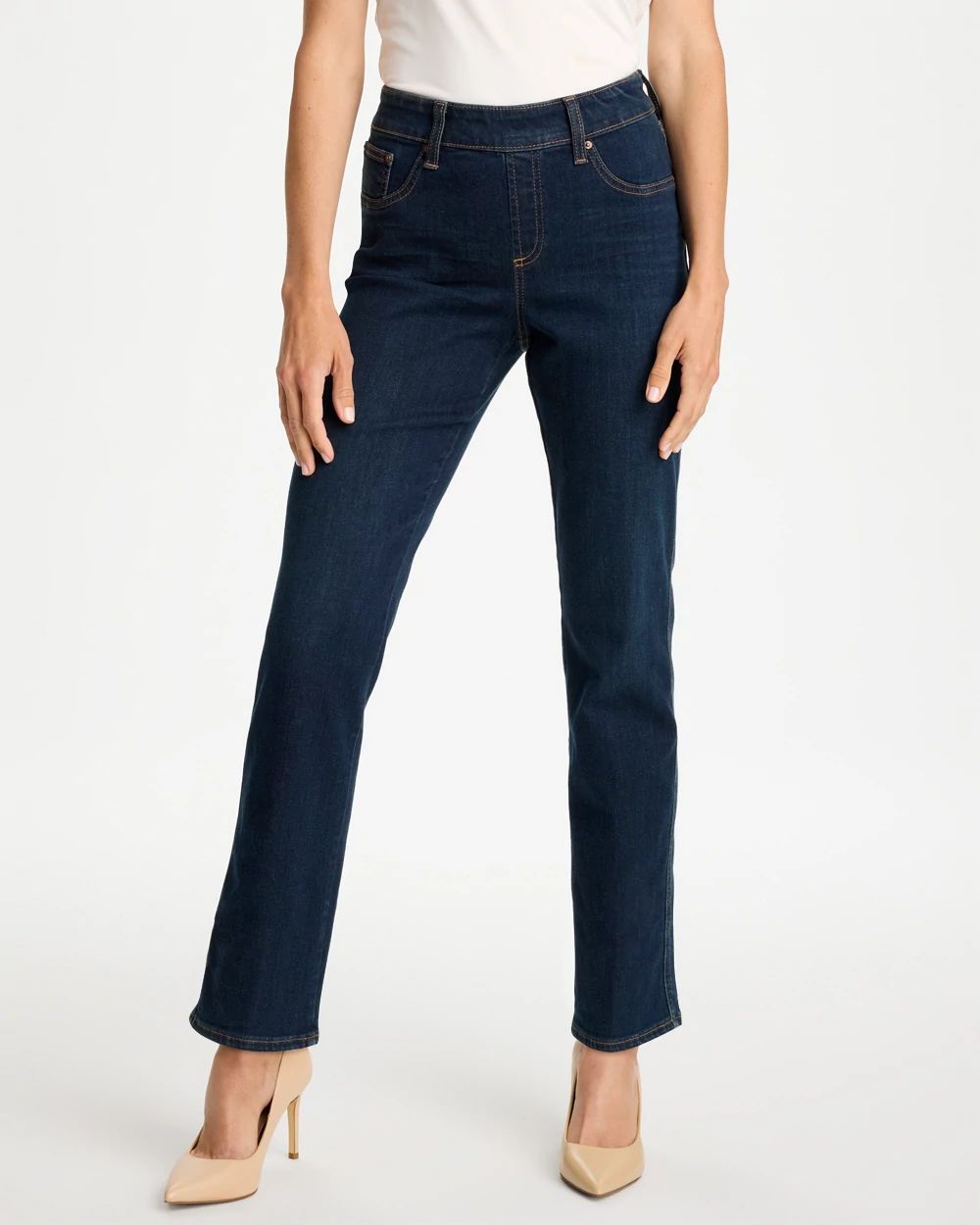 Pull-On Straight Jeans