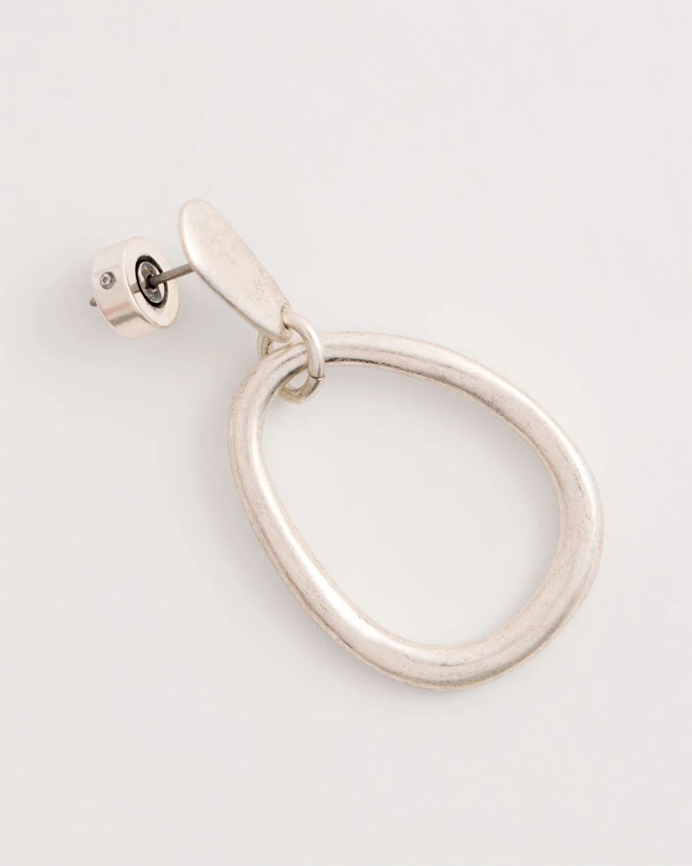 Silvertone Open Circle Drop Earrings