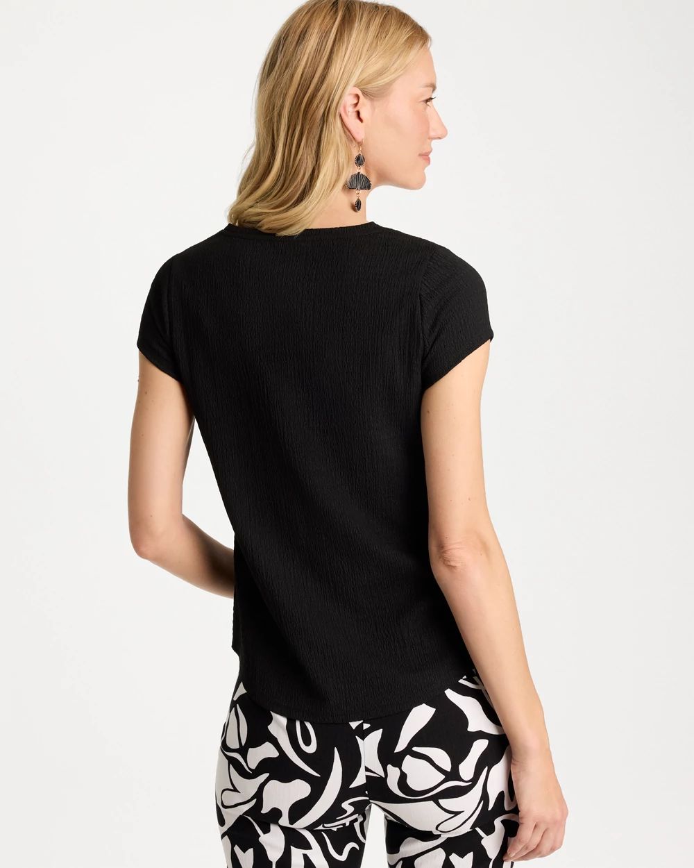 Textured Knit Cap Sleeve Tee click to view larger image.