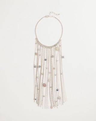 Long Chain Fringe Bib Necklace