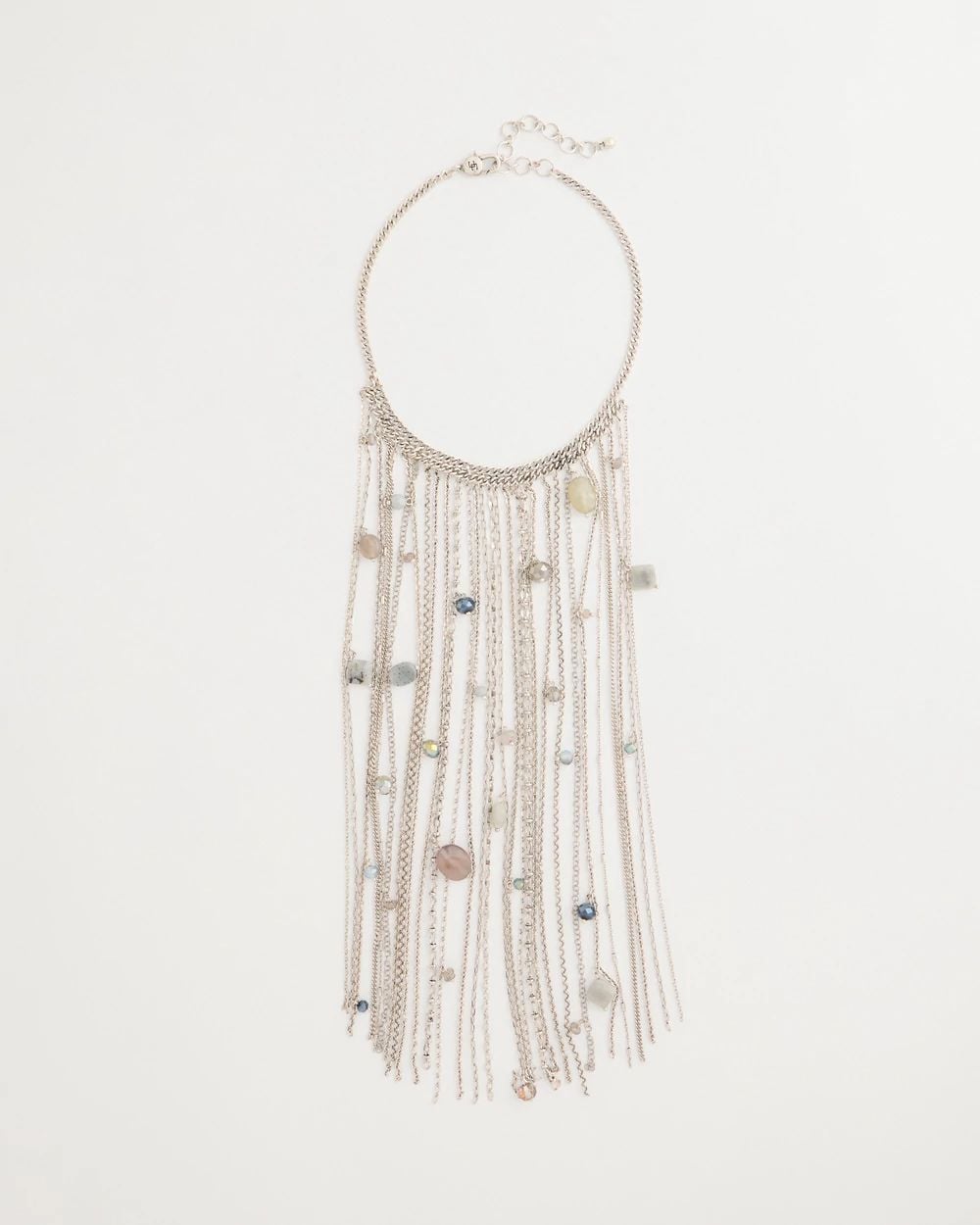 Long Chain Fringe Bib Necklace