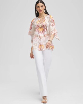 Satin Floral Keyhole Neck Blouse click to view larger image.