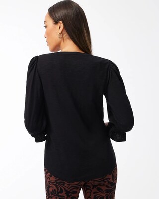 Cotton Slub Ruffle Cuff Tee