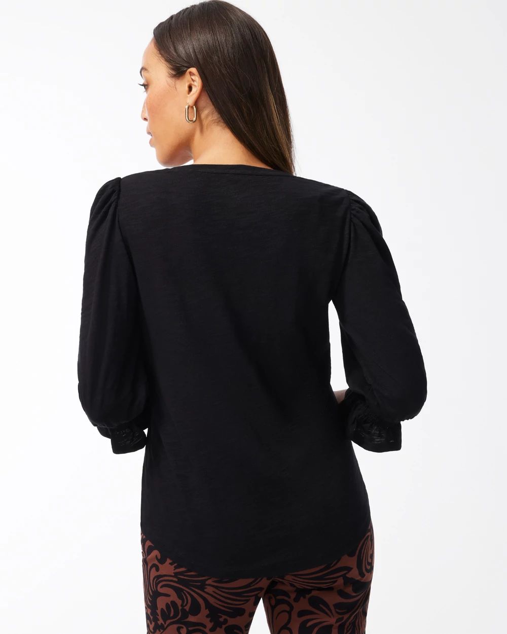 Cotton Slub Ruffle Cuff Tee