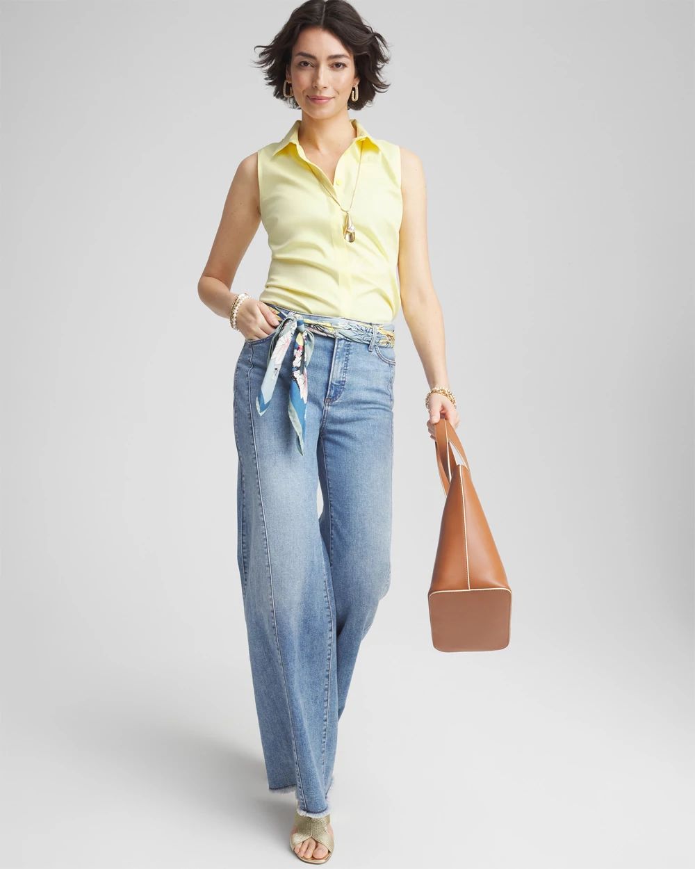 No Iron™ Sleeveless Sateen Shirt