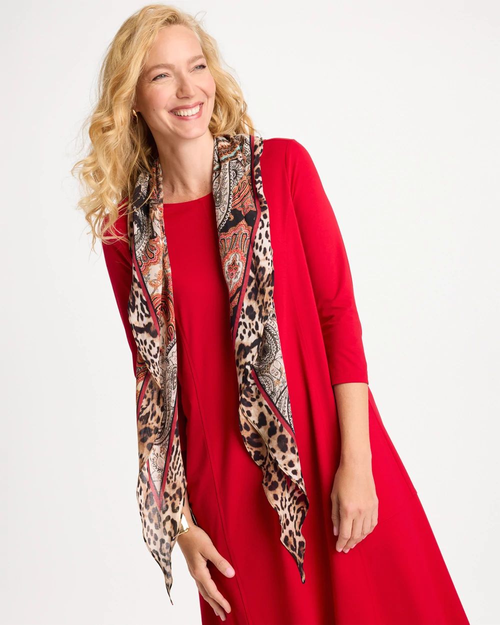 Mixed Animal Print Triangle Scarf click to view larger image.