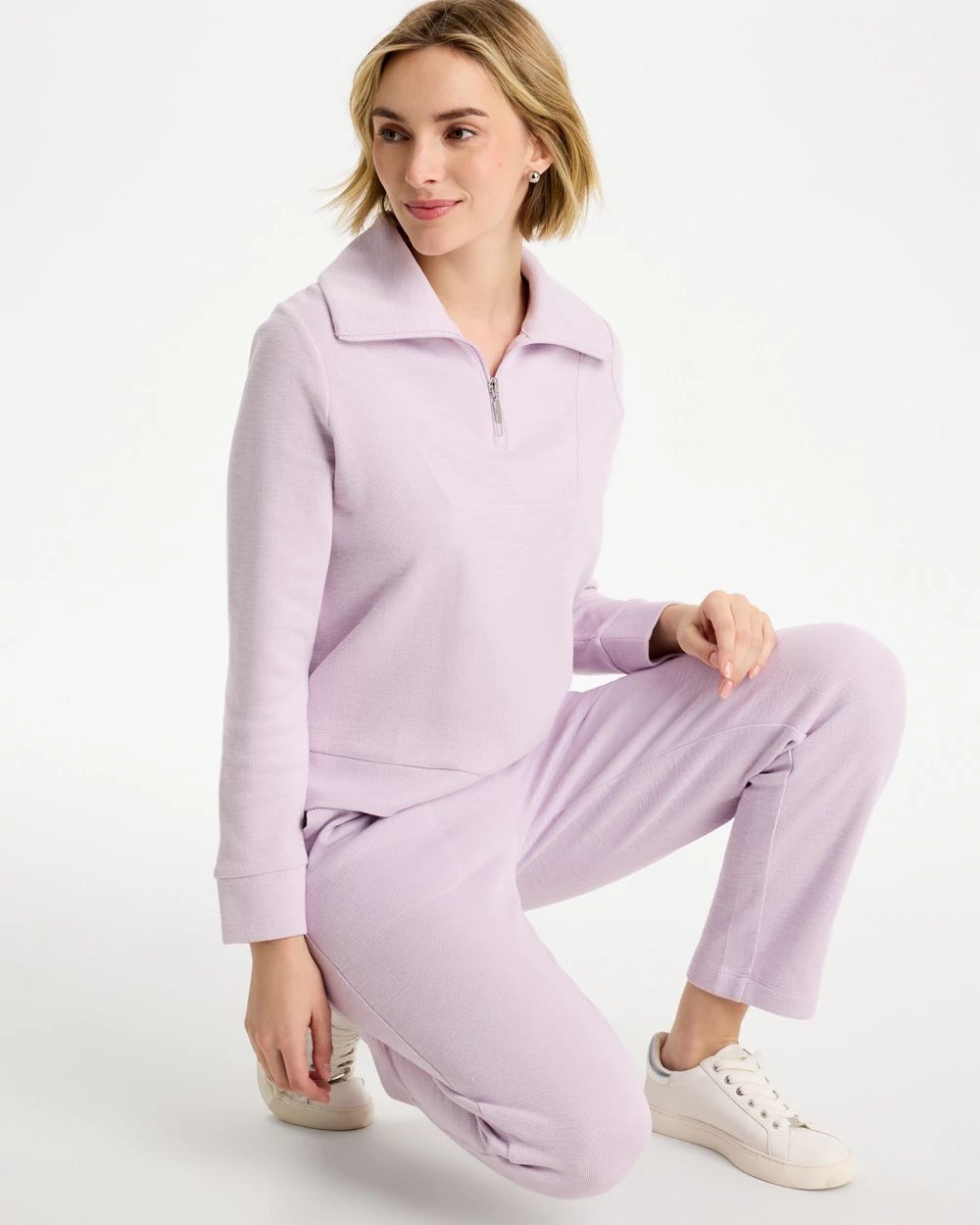 Zenergy® Beach Slub Half-Zip Pullover Top click to view larger image.