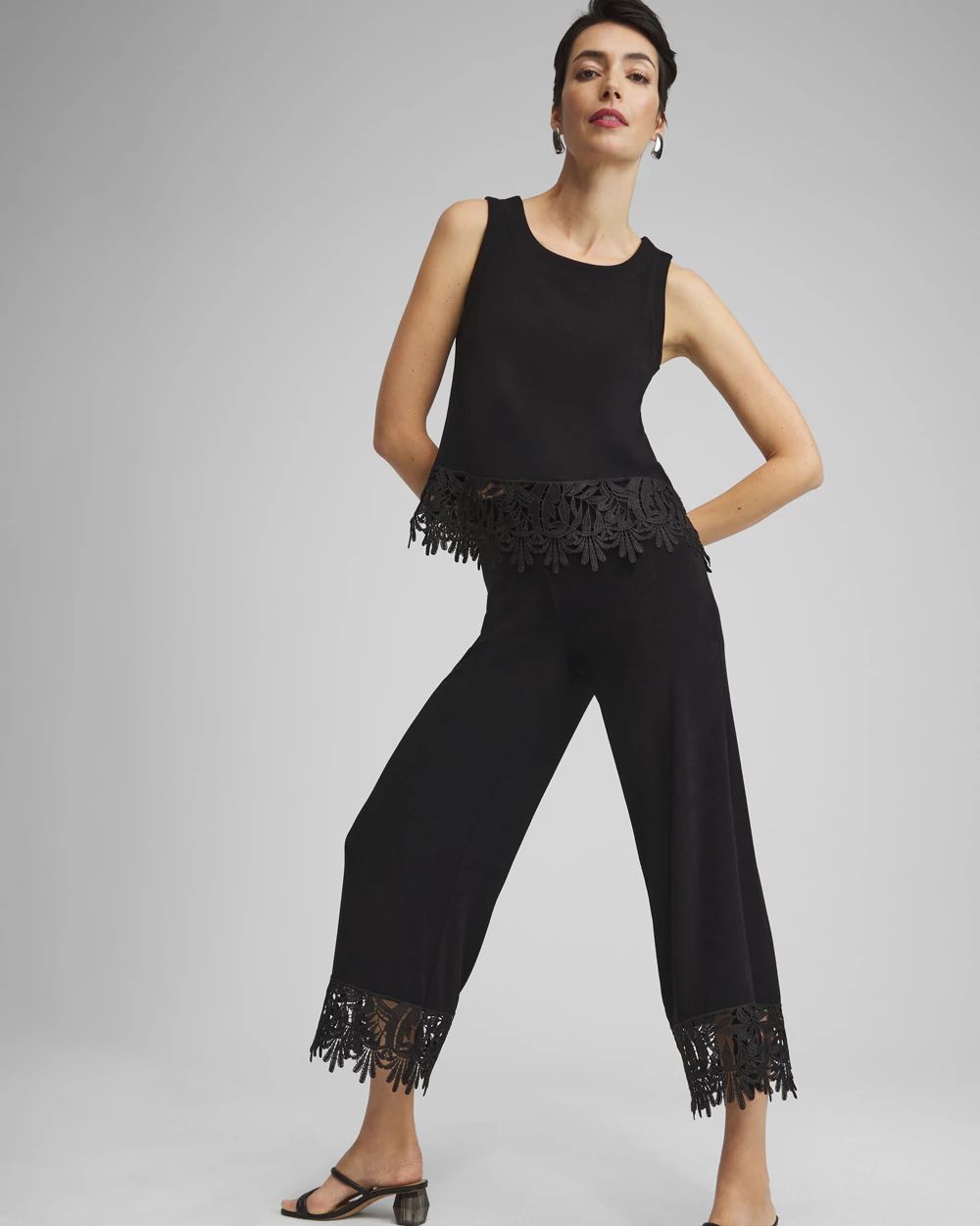 Petite Travelers™ Lace Trim Cropped Pants