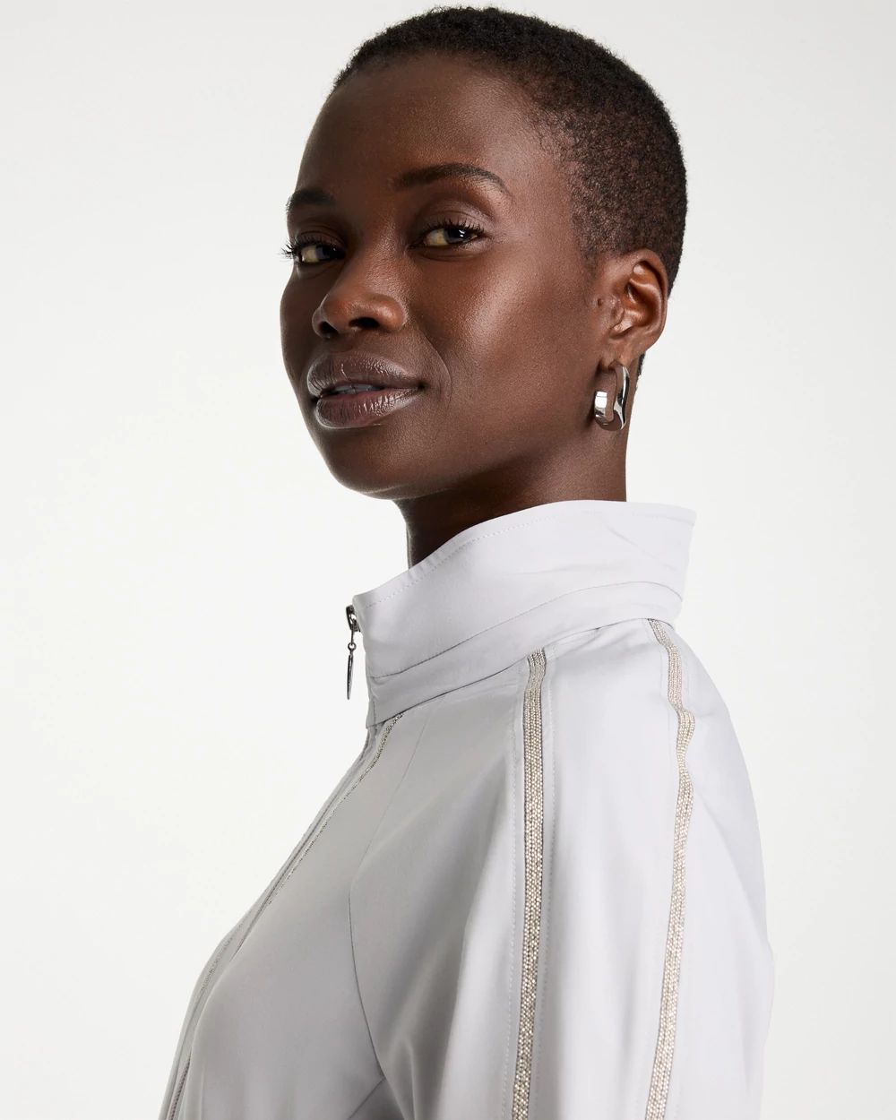 Zenergy® UPF Zip-Front Caviar Trim Jacket click to view larger image.
