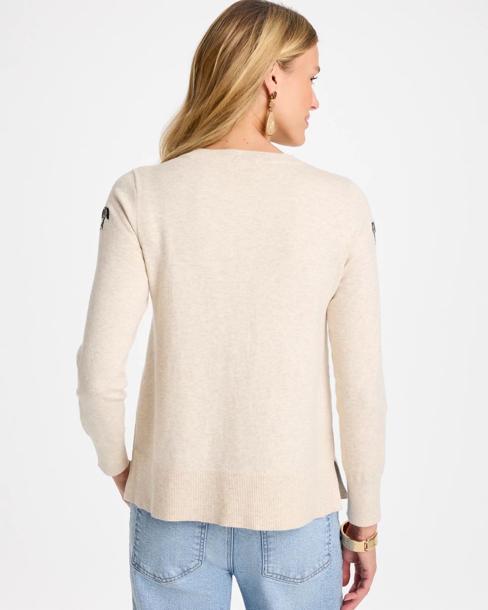 Zebra Embroidered Pullover Sweater click to view larger image.