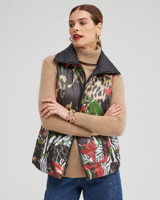 Animal Print Puffer Vest