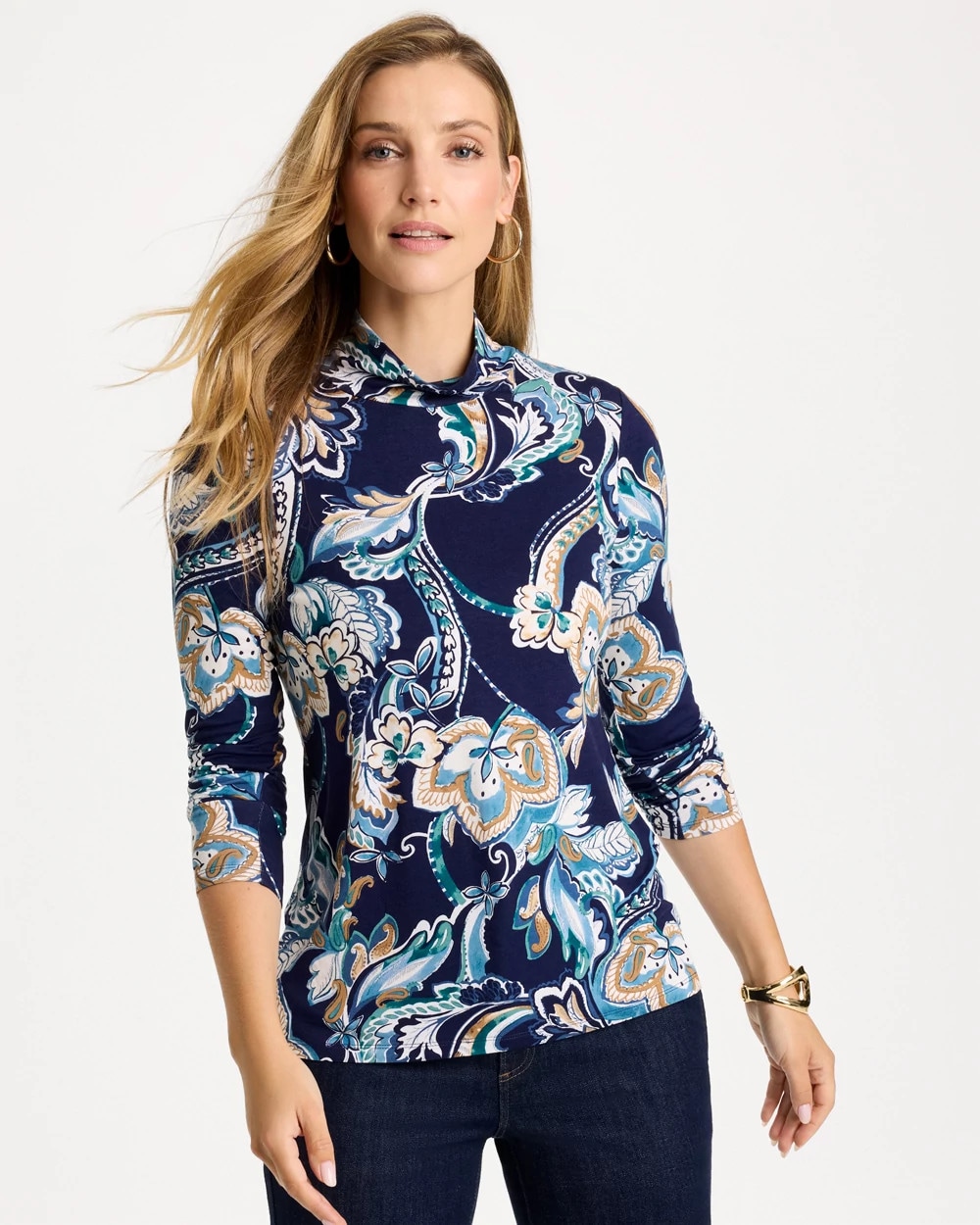 Touch of Cool™ Floral Mockneck Layering Tee