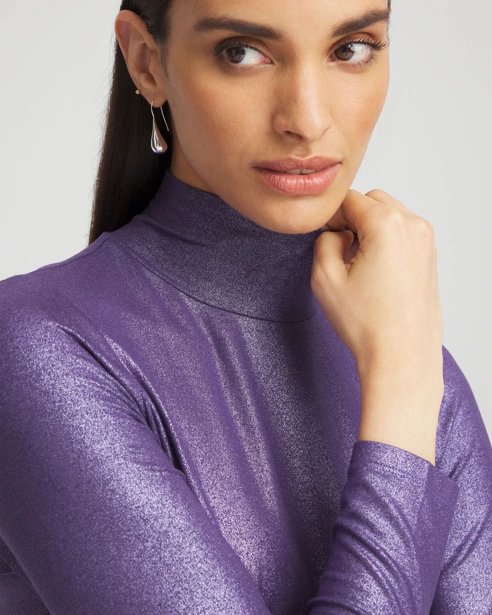 Touch of Cool™ Foil Mock Neck Layering Tee