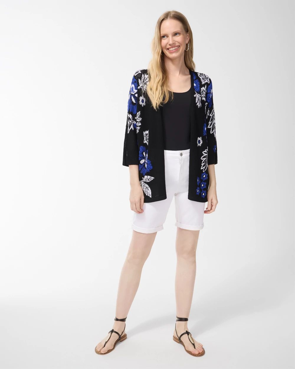 Floral Print Mesh Cardigan