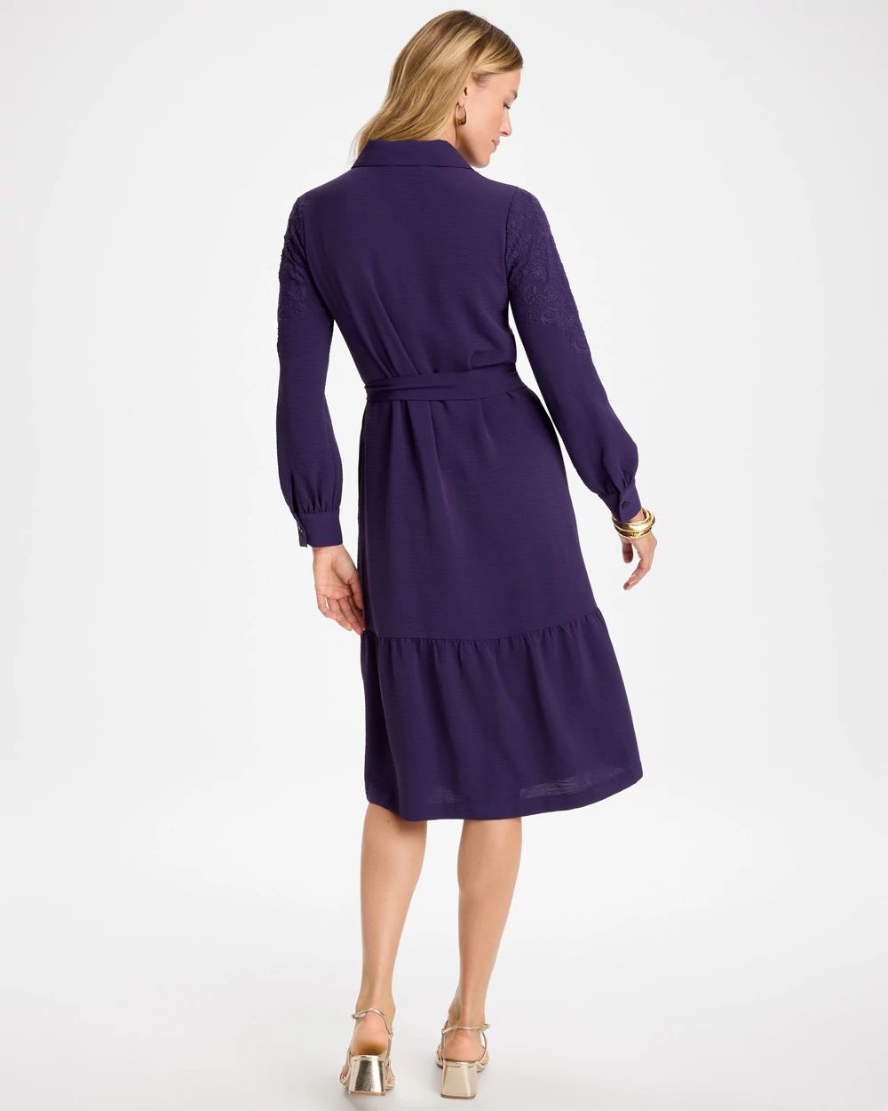 Lace Applique Knee Length Dress click to view larger image.