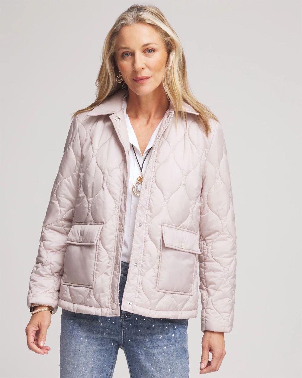 Faux Nylon Quilted Jacket