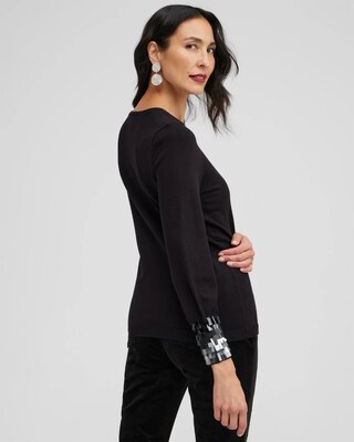 Sequin Cuff Pullover Sweater