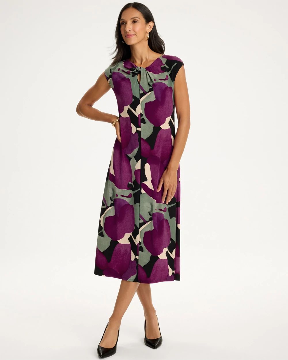 Travelers™ Twist Neck Midi Dress