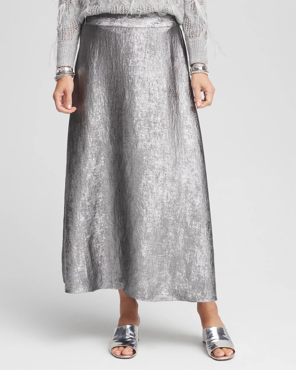 Metallic Satin Maxi Skirt