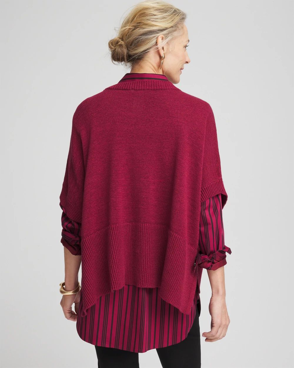 Short Sleeve Knit Poncho click to view larger image.