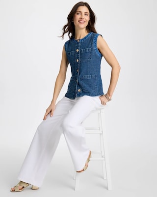 Tweed Mixed Denim Vest click to view larger image.