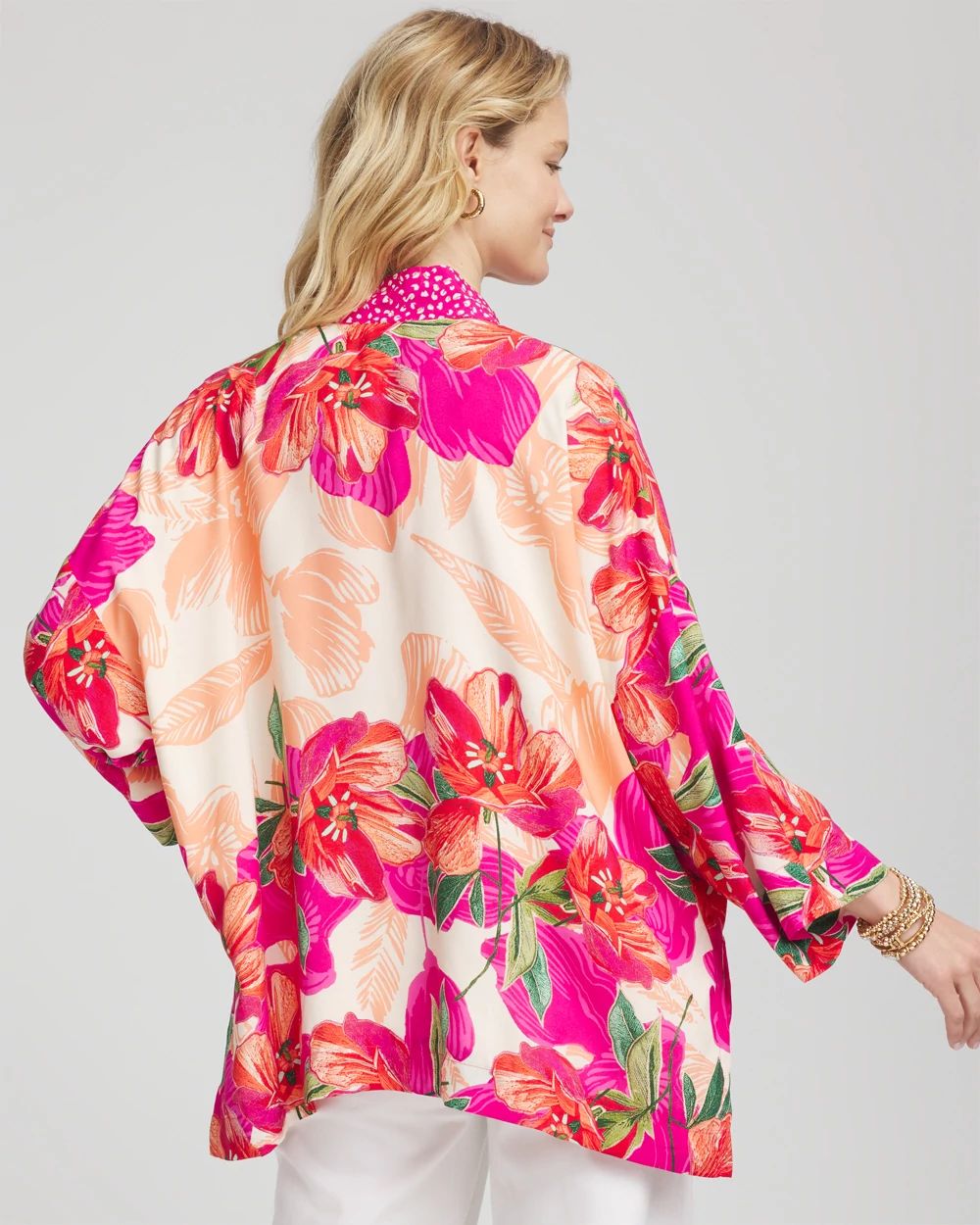 Tropical Floral Short Kimono