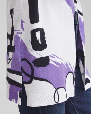 Spun Rayon Abstract Print Cardigan