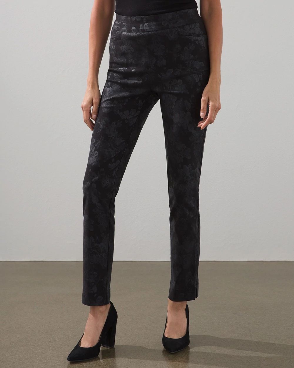 Brigitte Tonal Floral Slim Ankle Pants