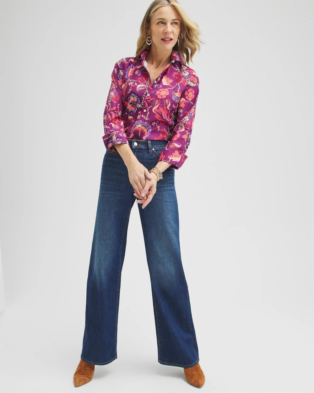 No Iron™ Stretch Paisley Shirt click to view larger image.