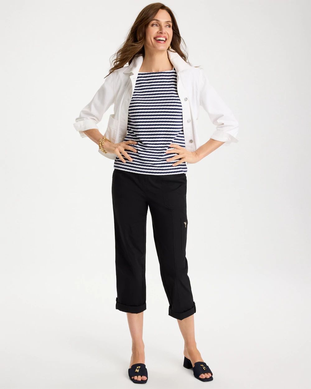 Cotton Striped Button Tee