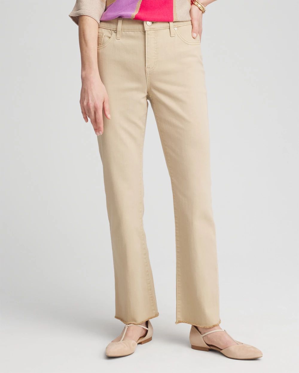 Petite Girlfriend Fray Hem Kick Flare Jeans