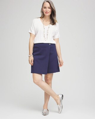 Pull-On Asymmetrical Wrap Skort click to view larger image.