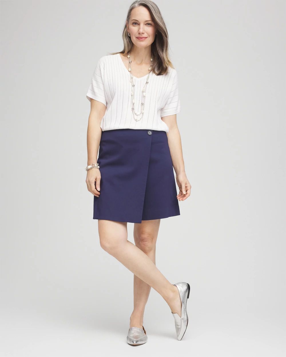 Pull-On Asymmetrical Wrap Skort click to view larger image.