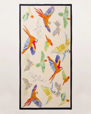 Bird-Print Oblong Scarf