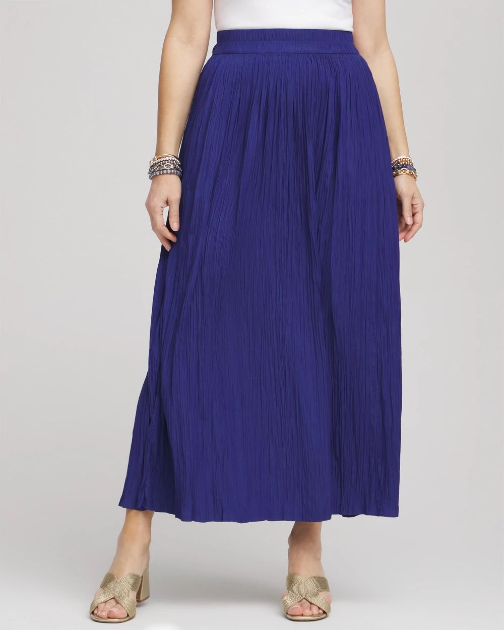 Pull-on Pleated Maxi Skirt